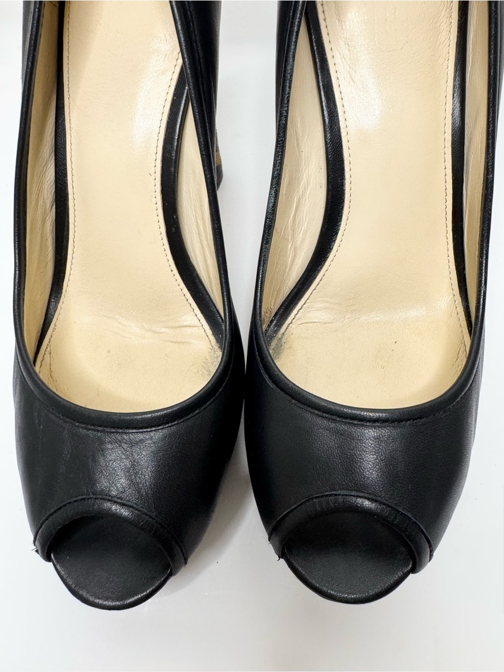 Coach Black Leather Pumps with Signature Monogram Heel - Picture 15 of 16